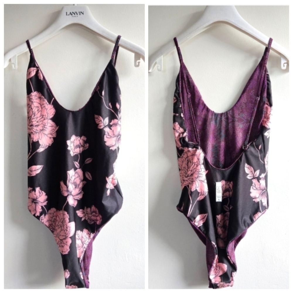New Maaji Reversible Floral Print One Piece Swimsuit Large NWT